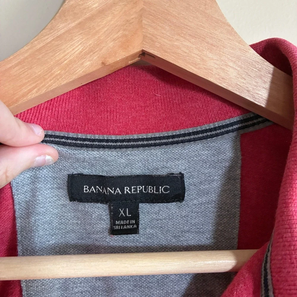 Banana Republic Elephant Logo Polo Shirt XL Red Mens Cotton Stretch